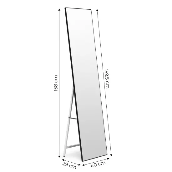 Liels 159 cm stāvspogulis ar melnu rāmi