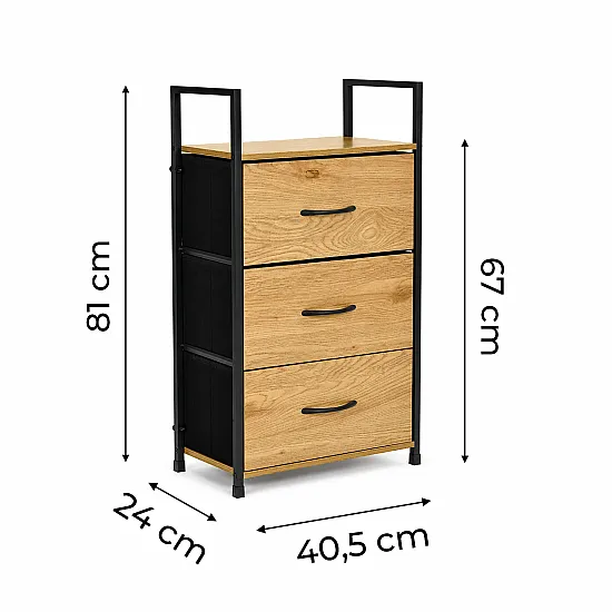 Skapītis ar 3 auduma atvilktnēm „ModernHome“