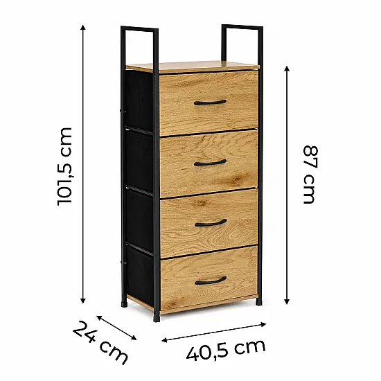 Skapītis ar 4 auduma atvilktnēm „ModernHome“