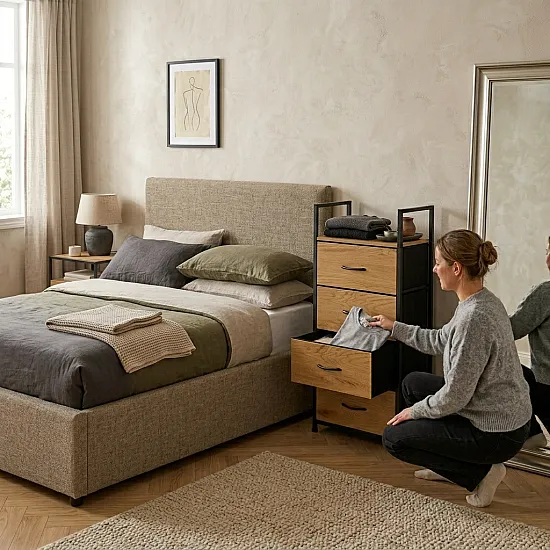 Skapītis ar 4 auduma atvilktnēm „ModernHome“