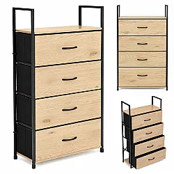 Stāvoša kumode/plaukts ar 4 auduma atvilktnēm ModernHome