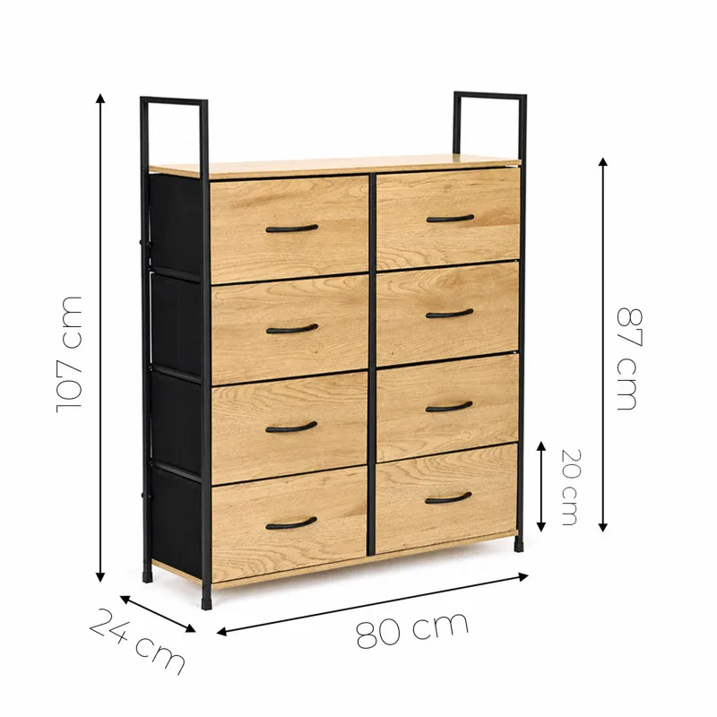 Skapītis ar 8 auduma atvilktnēm, 80 cm, ModernHome