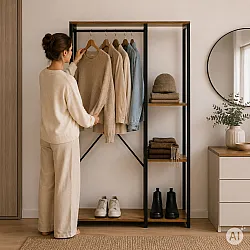 Montējama pakaramais ar plauktiem, brūngana krāsa, ModernHome