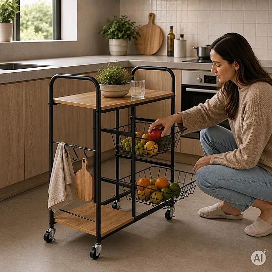 Plauktu statnis ar ratiņiem ModenHome