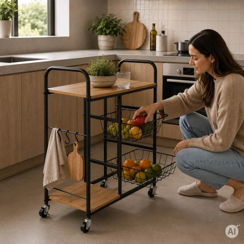 Plauktu statnis ar ratiņiem ModenHome