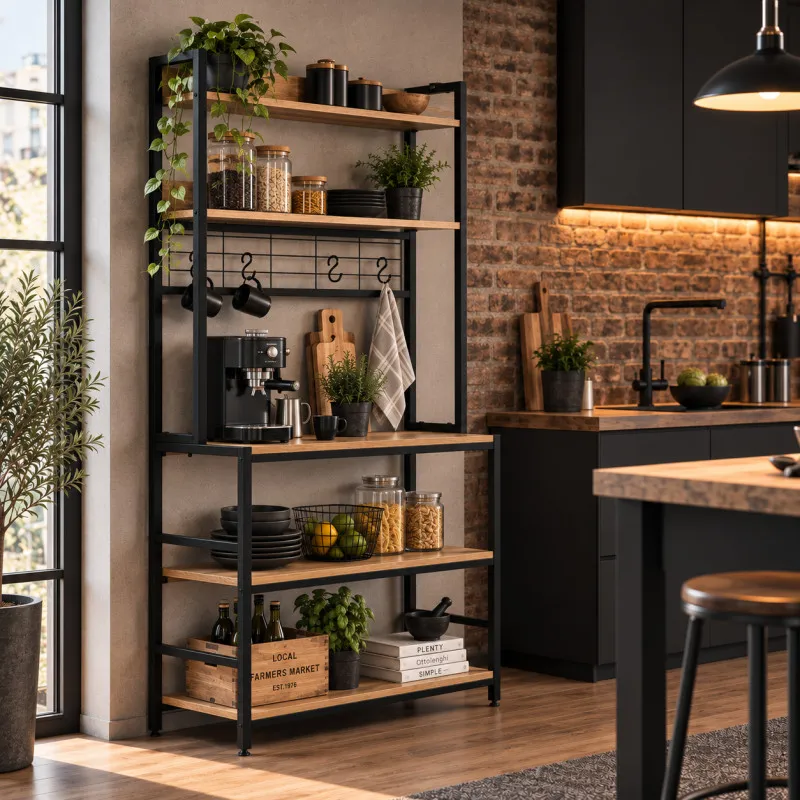 Sarkanbrūna virtuves plaukts ar 6 plauktiem ModernHome