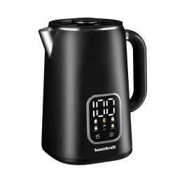 Elektriskā melnā tējkanna 1,7 l, ar temperatūras regulēšanas funkciju