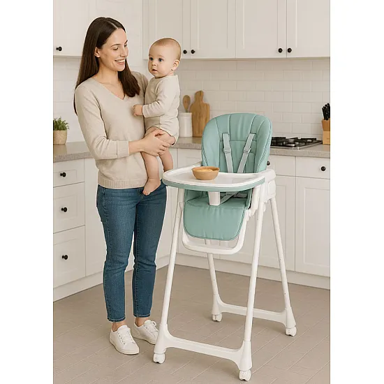 Žalia maitinimo kėdutė su reguliuojamu aukščiu ECOTOYS