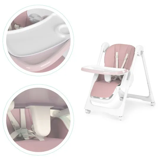 High Chair for Feeding Adjustable Height Eco Leather Straps Double Tray ECOTOYS