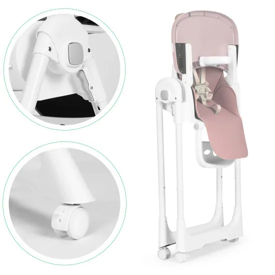 High Chair for Feeding Adjustable Height Eco Leather Straps Double Tray ECOTOYS