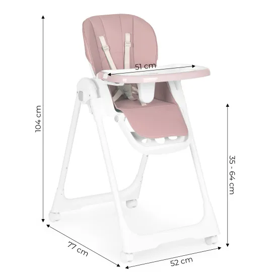 High Chair for Feeding Adjustable Height Eco Leather Straps Double Tray ECOTOYS