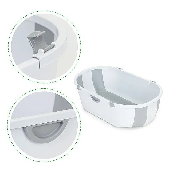 ECOTOYS Salokāma pelēka ceļojuma vanna mazuļiem ar izplūdes atveri