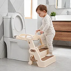Bērnu tualeta sēdeklis ar pakāpieniem un rokturiem ECOTOYS