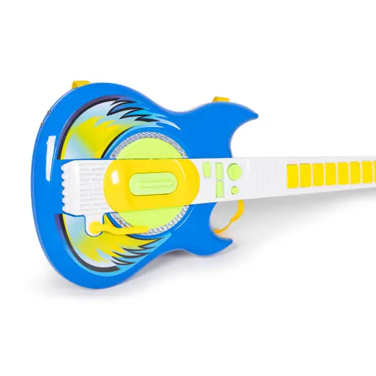Zila elektriskā ģitāra un mikrofona komplekts ar statīvu bērniem Mūzikas instrumentai MULTISTORE