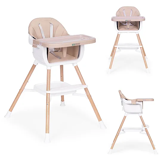 Bērnu ēdamkrēsliņš 2-in-1 smilškrāsā ECOTOYS