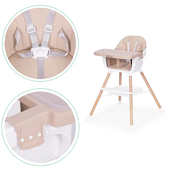 Bērnu ēdamkrēsliņš 2-in-1 smilškrāsā ECOTOYS