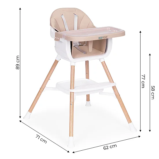 Bērnu ēdamkrēsliņš 2-in-1 smilškrāsā ECOTOYS