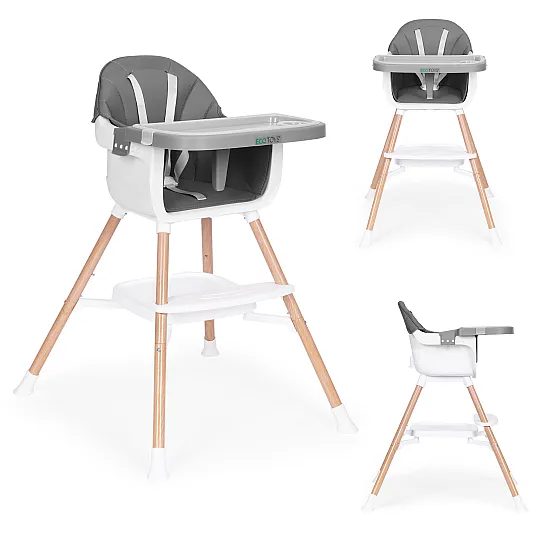Bērnu ēdamkrēsliņš 2-in-1 pelēks ECOTOYS