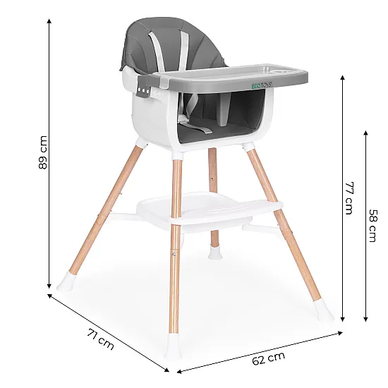 Bērnu ēdamkrēsliņš 2-in-1 pelēks ECOTOYS