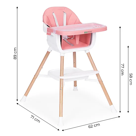Bērnu ēdamkrēsliņš „2-in-1“, rozā, „ECOTOYS“