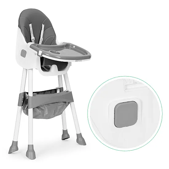 Bērnu ēdamkrēsliņš ar paliktni un grozu, pelēkā krāsā, ECOTOYS