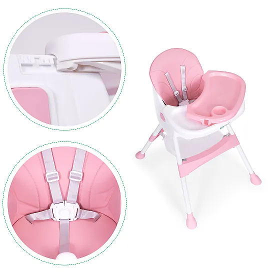 Bērnu ēdamkrēsliņš ar paliktni un grozu, rozā krāsā, ECOTOYS