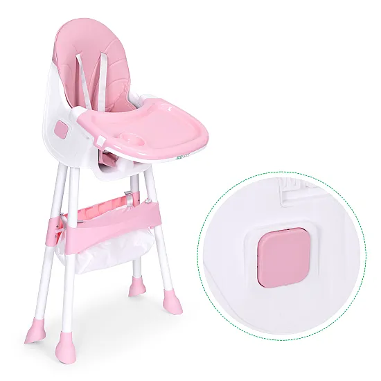 Bērnu ēdamkrēsliņš ar paliktni un grozu, rozā krāsā, ECOTOYS