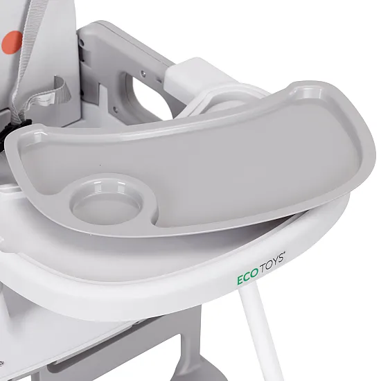 Bērnu ēdamkrēsliņš 3-in-1 ar dubultu paplāti, pelēkā krāsā, ECOTOYS