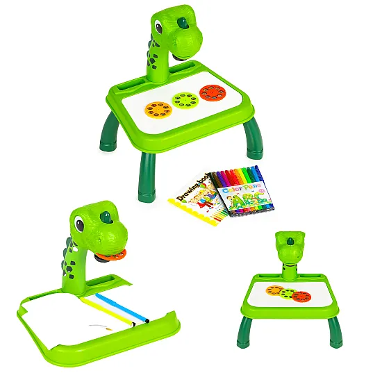 Green dinosaur whiteboard projector, 12 markers, 24 stencils Outdoor MULTISTORE
