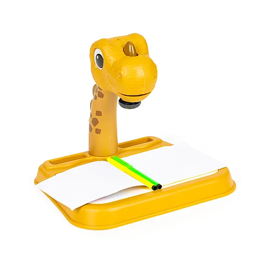 Dzeltenais krāsainais dinozauru zīmēšanas tāfeles projektors, 12 marķieri, 24 šabloni Saimnieki MULTISTORE