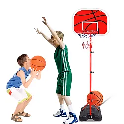 Basketa grozs ar grozu bērniem, ar regulējamu augstumu, ar bumbu sūkni