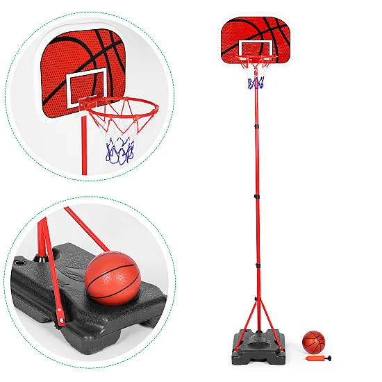 Basketa grozs ar grozu bērniem, ar regulējamu augstumu, ar bumbu sūkni