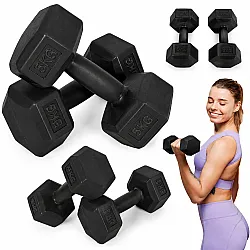 Sešstūraļu melno hantļu komplekts 2x5 kg MOVEPRO