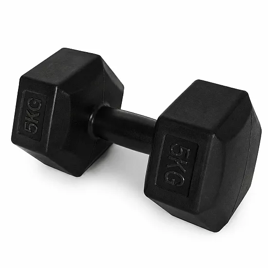 Sešstūraļu melno hantļu komplekts 2x5 kg MOVEPRO