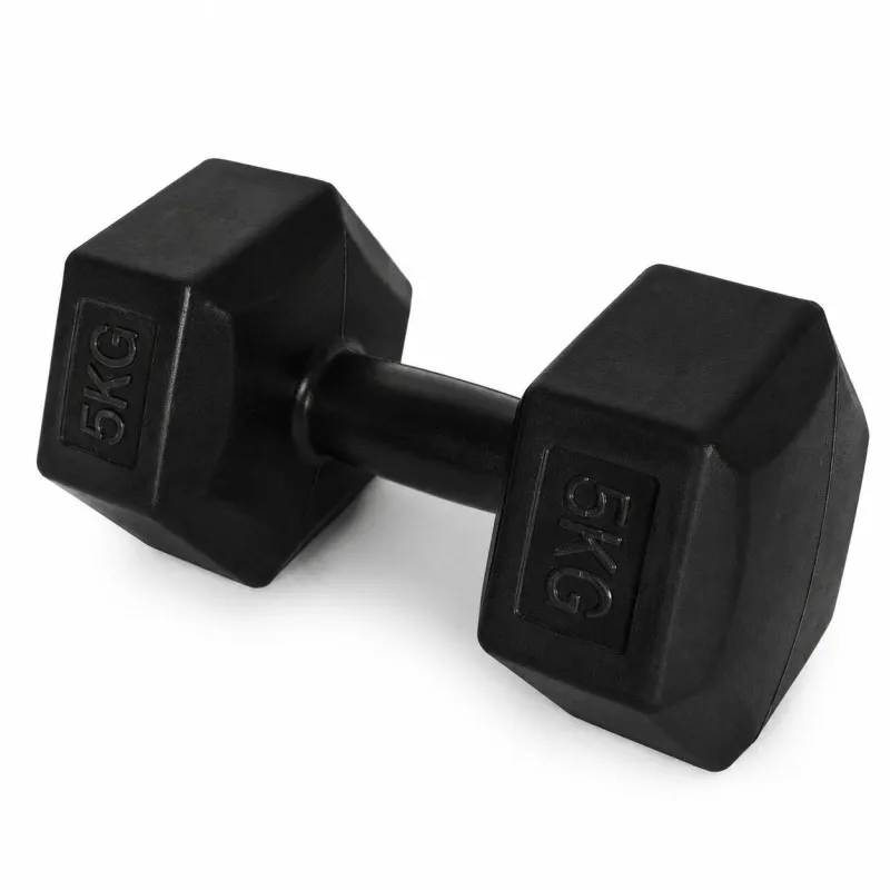 Sešstūraļu melno hantļu komplekts 2x5 kg MOVEPRO