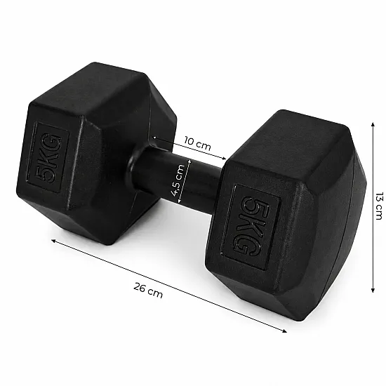 Sešstūraļu melno hantļu komplekts 2x5 kg MOVEPRO