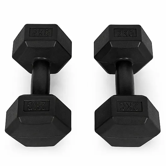 Sešstūraino melno hantļu komplekts 2x2 kg MOVEPRO