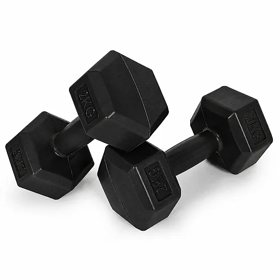 Sešstūraino melno hantļu komplekts 2x2 kg MOVEPRO