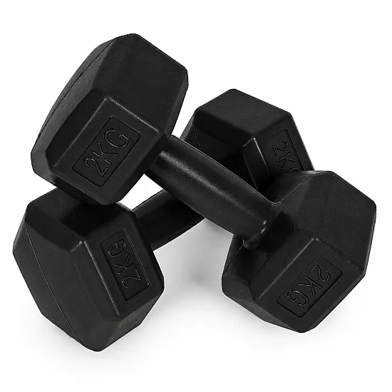 Sešstūraino melno hantļu komplekts 2x2 kg MOVEPRO