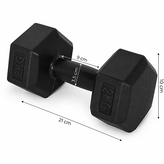 Sešstūraino melno hantļu komplekts 2x2 kg MOVEPRO