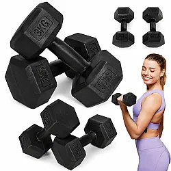 Sešstūrveida melno hantļu komplekts 2x3 kg MOVEPRO
