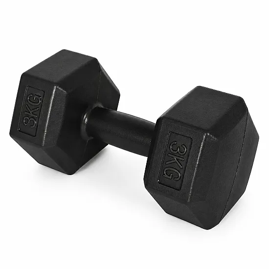 Sešstūrveida melno hantļu komplekts 2x3 kg MOVEPRO