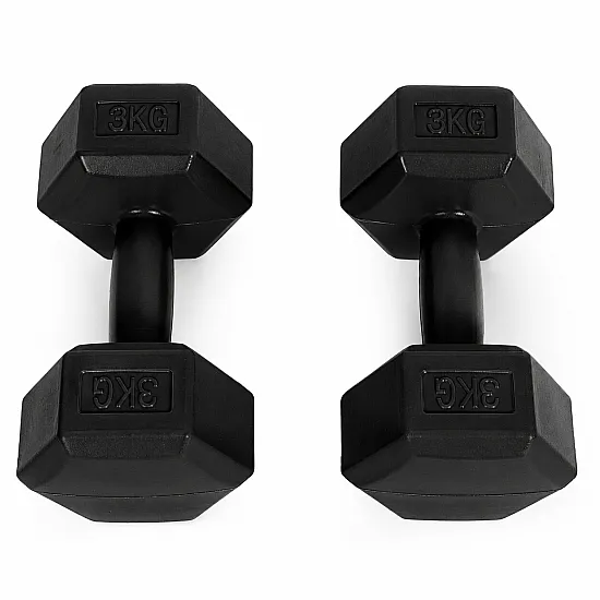 Sešstūrveida melno hantļu komplekts 2x3 kg MOVEPRO