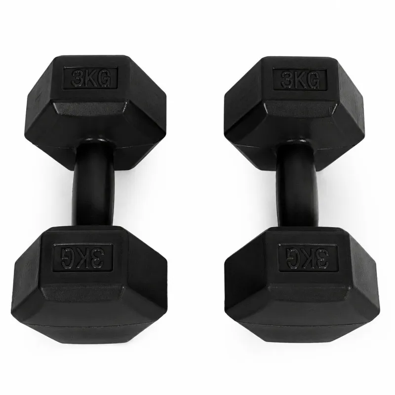 Sešstūrveida melno hantļu komplekts 2x3 kg MOVEPRO