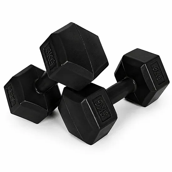 Sešstūrveida melno hantļu komplekts 2x3 kg MOVEPRO