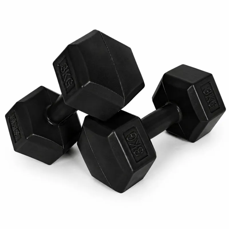 Sešstūrveida melno hantļu komplekts 2x3 kg MOVEPRO