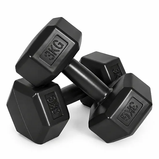 Sešstūrveida melno hantļu komplekts 2x3 kg MOVEPRO