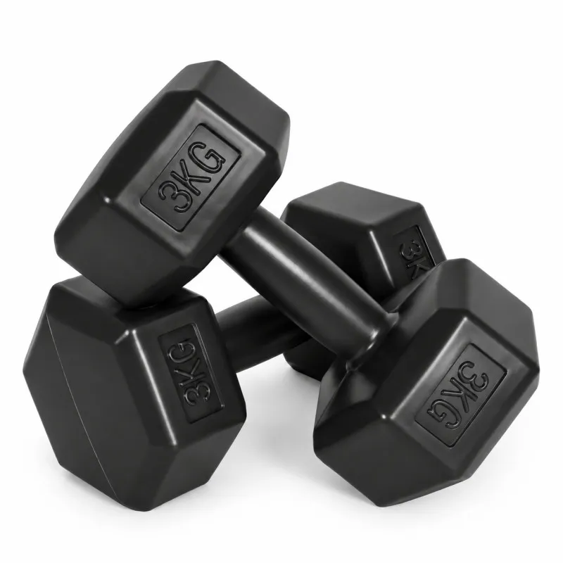 Sešstūrveida melno hantļu komplekts 2x3 kg MOVEPRO