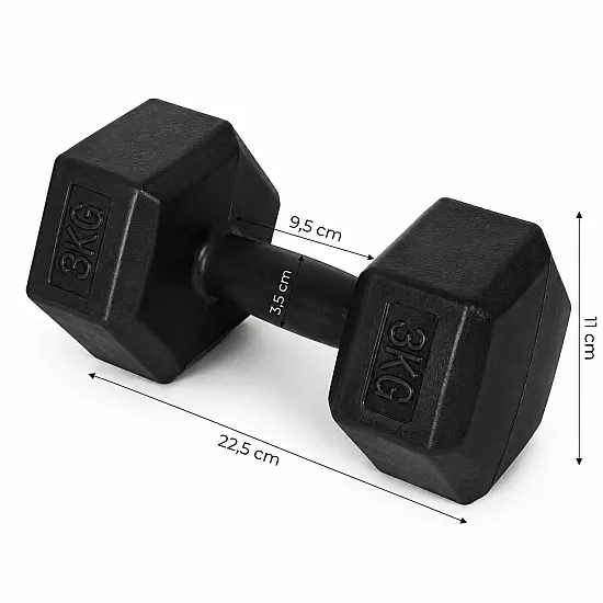 Sešstūrveida melno hantļu komplekts 2x3 kg MOVEPRO