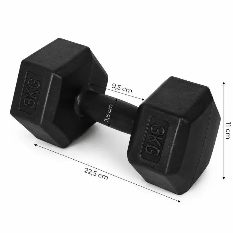 Sešstūrveida melno hantļu komplekts 2x3 kg MOVEPRO